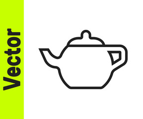 Black line Traditional Chinese tea ceremony icon isolated on white background. Teapot with cup. Vector