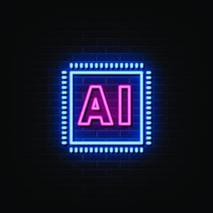 AI Logo Neon Signs Vector