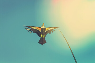 kite flying in the sky in the bright sun