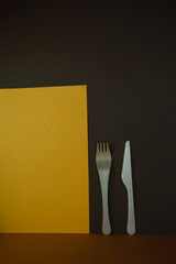 composition wooden spoon and fork background