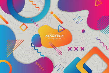 Abstract Funny Gradient Colorful Geometric Background with Liquid Shape and Wavy Line