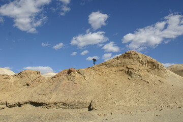 Fototapeta na wymiar Person Exploring 20 Mule team Road Death Valley