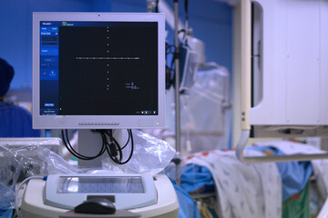 Intravascular ultrasound (IVUS) machine in Cardiac Catheterization Laboratory (Cath Lab).