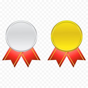 Golden and silver award, medal vector icon