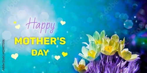 Happy mother's day - text on floral background. Beautiful present concept.