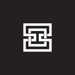 square linked maze ring geometric logo vector