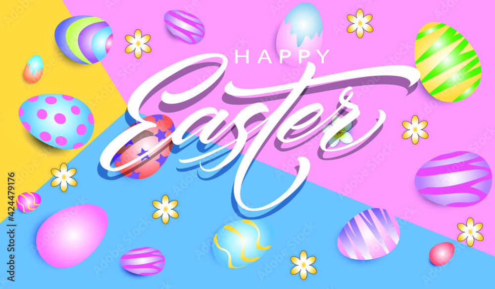 Wall mural Happy Easter wishes vector