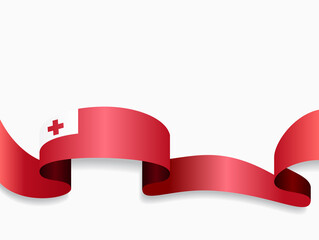 Tonga flag wavy abstract background. Vector illustration.