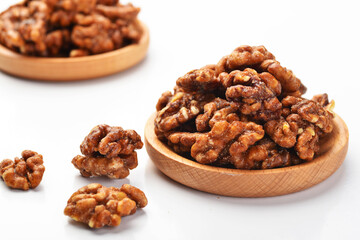 Amber walnuts on the plate