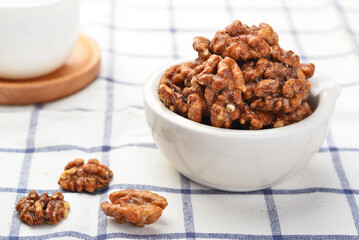 Amber walnuts on the plate