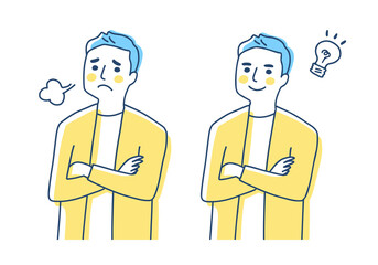 腕組みをしている男性　２表情