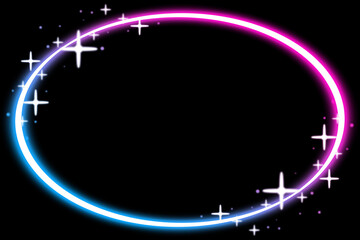楕円形のネオンフレーム　ピンク＆ブルー