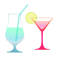 Gradient drink glasses. Vector illustration isolated on white