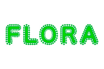 flora word text title. in green color vector isolated on white background 