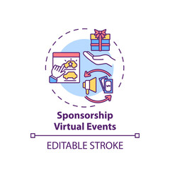 Sponsorship virtual events concept icon. VE type idea thin line illustration. Generating value from participation. Sponsorship opportunities. Vector isolated outline RGB color drawing. Editable stroke