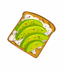 drawing toast with cream cheese and avocado