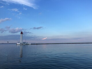 lighthouse on the Black sea in Odessa sea port, Ukraine