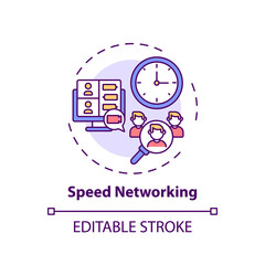 Speed networking concept icon. Virtual event for networking idea thin line illustration. Online interactions. Meeting people in short time. Vector isolated outline RGB color drawing. Editable stroke