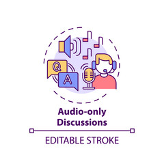 Audio-only discussions concept icon. Virtual event for networking idea thin line illustration. Audio rooms. Engaging in conversations. Vector isolated outline RGB color drawing. Editable stroke