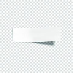 Vector Rectangular Shaped Adhesive Paper, Blank White Template Isolated on Light Transparent Background.
