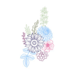 vector drawing vintage composition with flowers