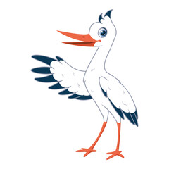 White stork. Vector cartoon illustration