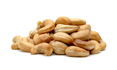 Roasted cashew nuts isolated on white background