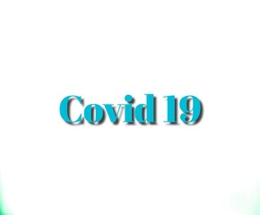covid logo design text 3d white backround