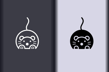 Vector rat, mouse minimal flat icon simple concept design. Curve line and object shape creative logo design isolated on background.