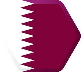Flag of  Qatar hexagonal icon with smoothed corners, shadows and lights