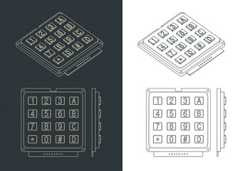 Numeric keypad 16 keys drawing © blacklight_trace