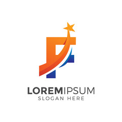 Letter F With Star Logo Design Vector Illustration