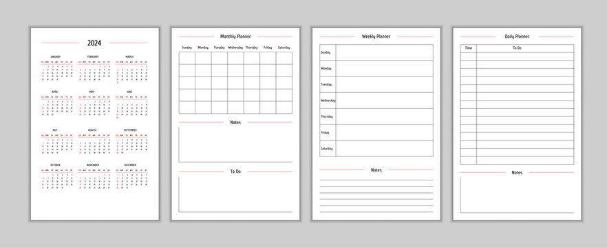 Daily Planner 2024 Template, Print Templates