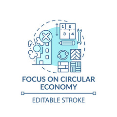 Focusing on circular economy concept icon. Future office design trend idea thin line illustration. Waste and reusing items elimination. Vector isolated outline RGB color drawing. Editable stroke