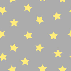 Yellow stars , vector illustration. Star shape isolated on gray background. Kids seamless patternpattern