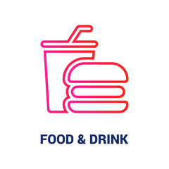 Burger with soft drink line icon. Eps 10 vector illustration.