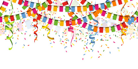 seamless colored garlands and streamers party background