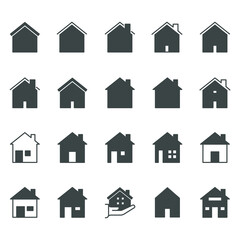 Set of house icon. Simple outline residence property. Real estate vector symbol 320x320 pixels.
