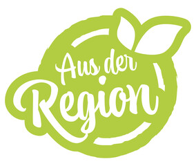 modern green stamp from the region (text german) - 424498301