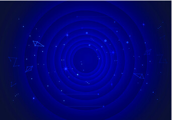 Dark blue dot line cosmic starry sky with twisted vortex technology sense background