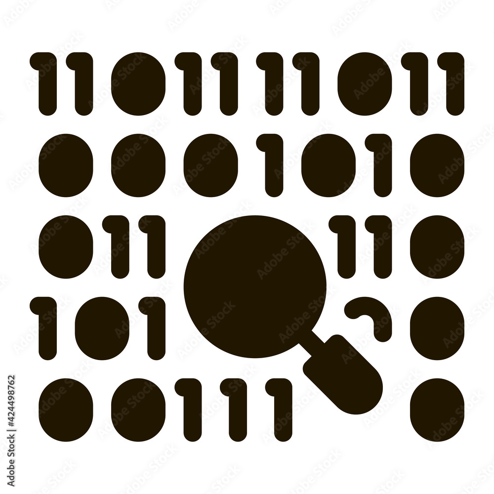 Poster research binary code glyph icon vector. research binary code sign. isolated symbol illustration