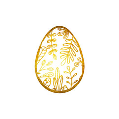Golden Easter egg with floral decor