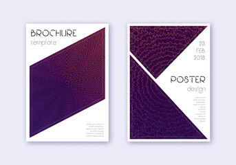 Triangle cover design template set. Violet abstrac