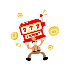cowboy america and casino slot game cartoon doodle flat design style vector illustration