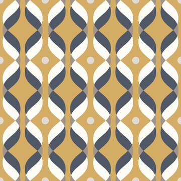 Ogee Seamless Vector Curved Pattern, Abstract Geometric Background. Mid Century Modern Wallpaper Pattern.