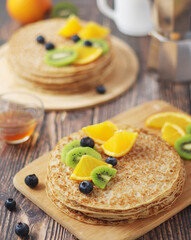 Crepes or bliny with fruit