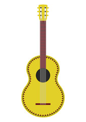 Acoustic guitar. Mexican guitar illustration isolated on white background. Mariachi string musical instrument. Traditional ornament. Cinco de Mayo design element.