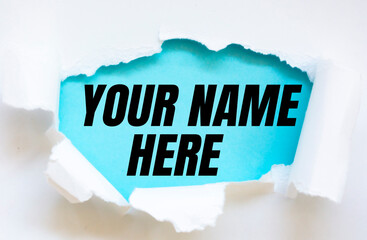 Your name here text on paper.