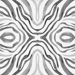 Seamless Zebra Pattern. Watercolor Africa Print. Gray Fashion Wild Background. Jungle Lines Design. Zebra Texture. Black Camouflage African Print. Seamless Zebra Pattern. Abstract Wild Background.