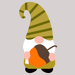 Cute autumn gnome, vector illustration art.